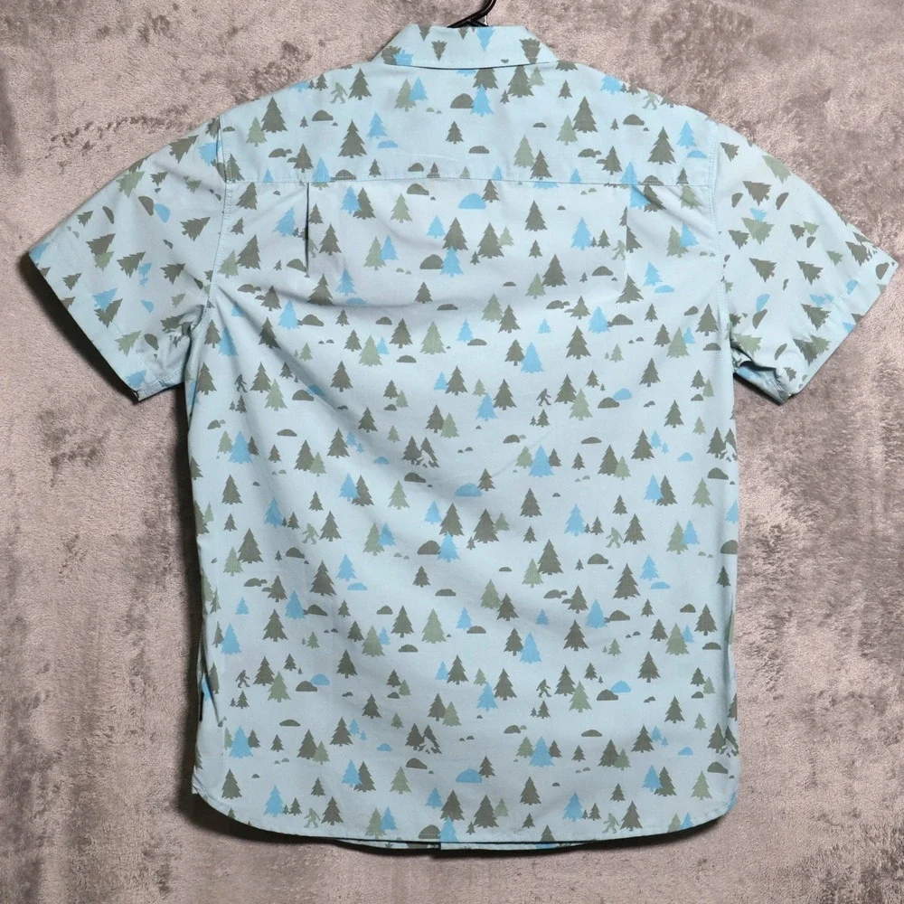 The North Face Shirt Mens Medium Blue Bay Trail Bigfoot Sasquatch Tree Pocket